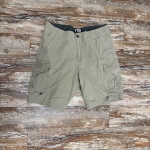 Mens Fox Racing Beige Cargo Shorts Size 38 Multi-Pocket 10" Inseam Motocross